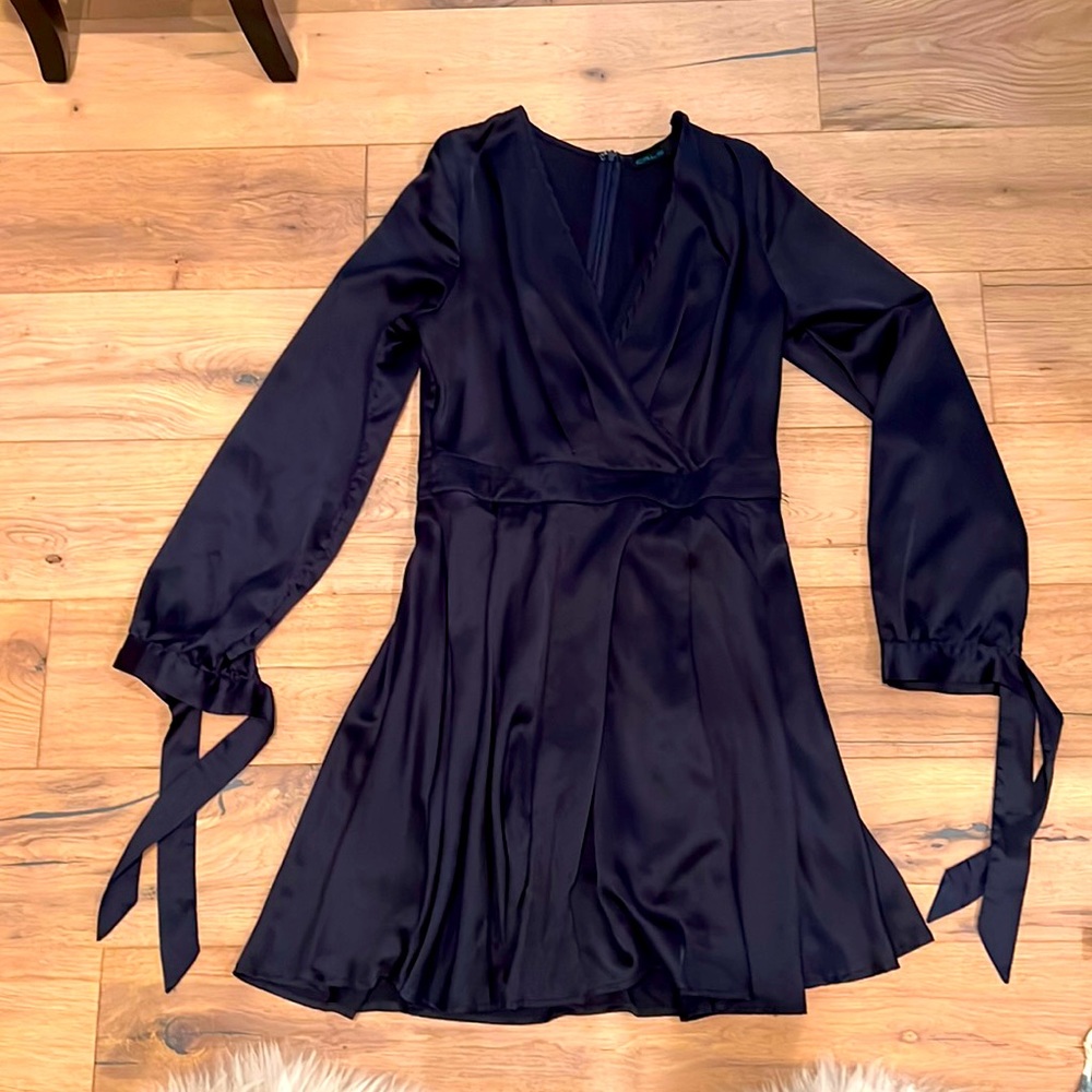 Satin navy blue dress